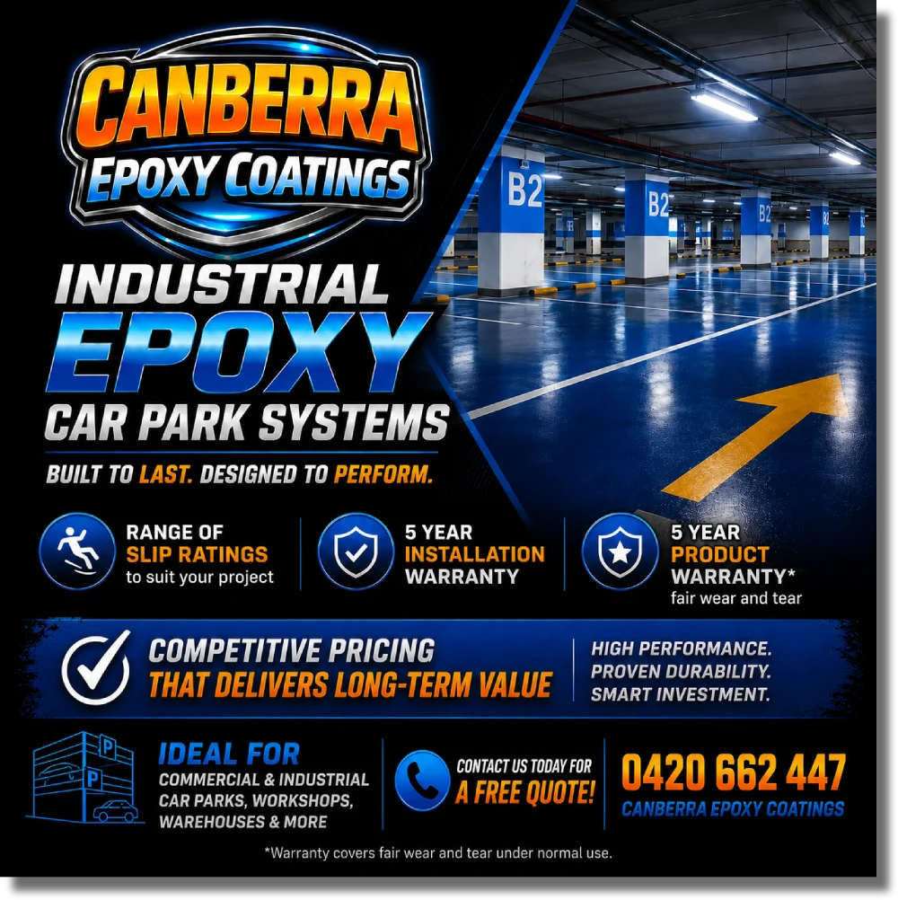 Canberra Epoxy Coatings Industrial Epoxy Car Park Systems with 5 Year Warranty